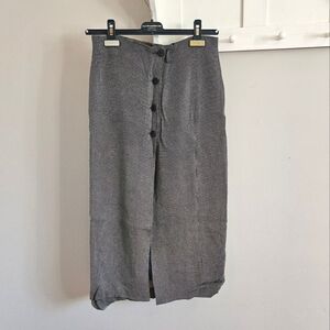 Vintage Button Up Wrap Pencil Skirt High Rise Size S 27 Japanese 70s Knit Slit